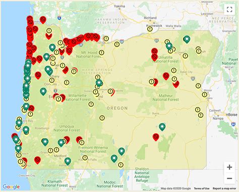 Oregon State Parks Status Map Pct Oregon