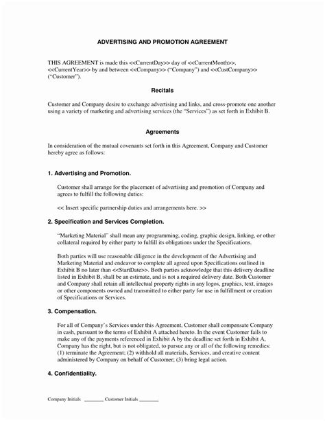 Advertising Contract Template Free Beautiful Contract Advertising Contract Template | Contract 