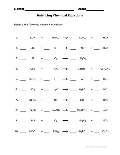 Answers in as fast as 15 minutes. Balancing Chemical Equations Practice Worksheet With ...