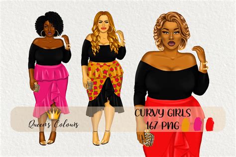Plus Size Girl Clipart Curvy Woman Graphic By Queen´s Colours