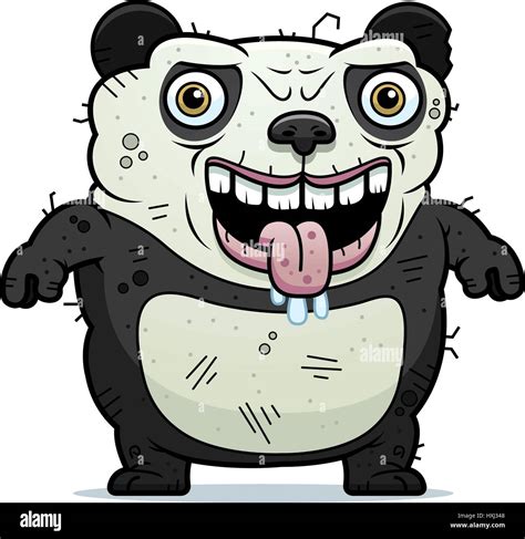 A Cartoon Illustration Of An Ugly Panda Bear Standing Stock Vector
