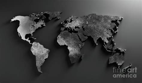 World Map Made Of Dark Scratched Metal Modern Wallpaper In Grunge