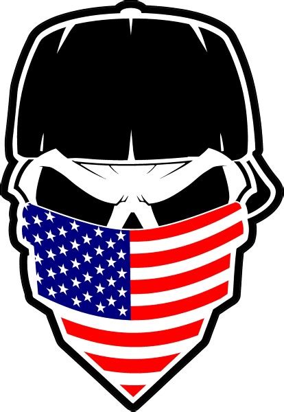 Skull American Flag Bandana Decal Sticker 37