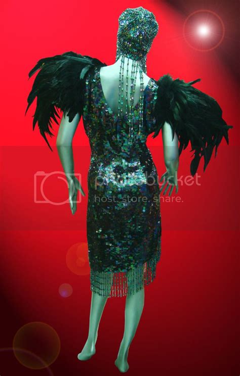 Black Feather Showgirl Cabaret Diva Lady Gaga Drag Queen Sequin Dance