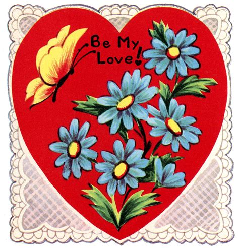 Retro Image Valentine Lace Heart Butterfly The