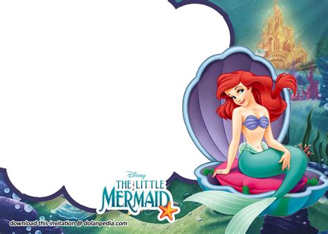 Free Printable Princess Ariel The Little Mermaid Invitation Templates