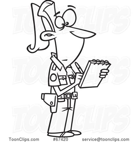 Cartoon Black And White Female Ticket Writer 67420 By Ron