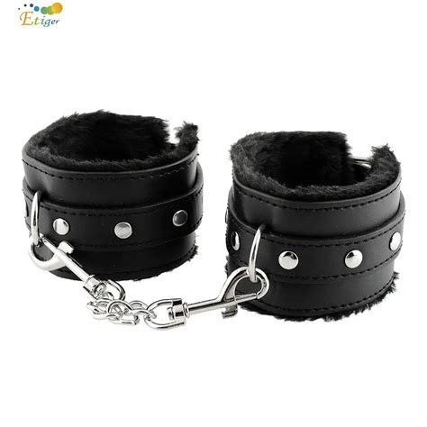 Buy Black Soft Pu Leather Handcuffs Restraints Bondage