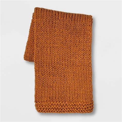 Chunky Knit Throw Blanket Bronze Threshold In 2020 Knitted Throws