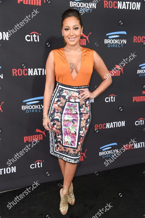 Adrienne Bailon Arrives Roc Nation Pregrammy Editorial Stock Photo