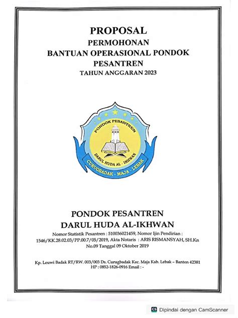 Proposal Permohonan Bantuan Bop Pesantren 2023 Pdf