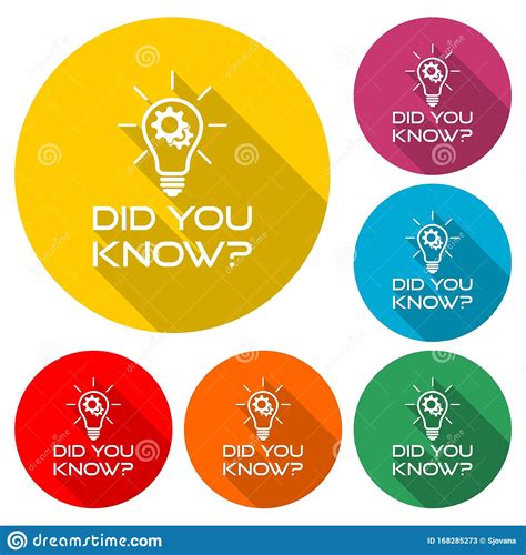 Did You Know Icon In Flat Style With Long Shadow Stock Vector