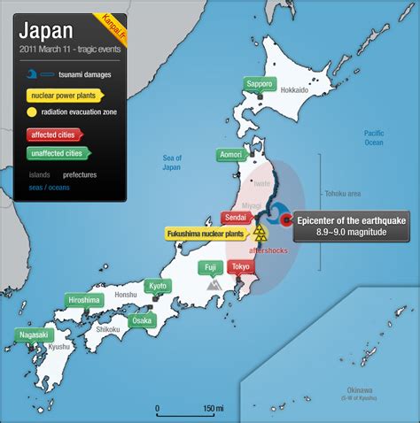 Map Of Japan Since March 11 Earthquakes Tsunami Radiation