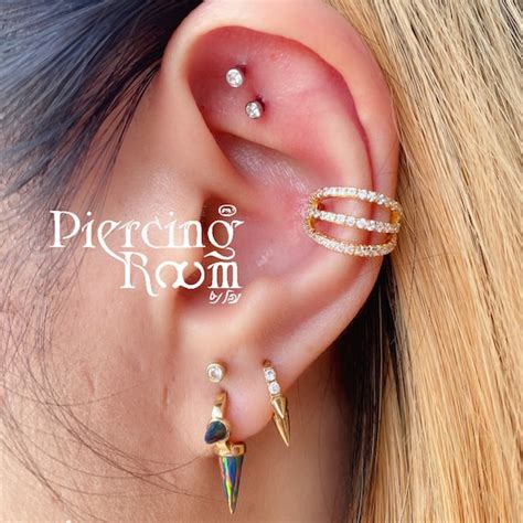 Tri Curved Cz Clicker Conch Ohrring Cz Hoop Piercing Knorpel Etsy