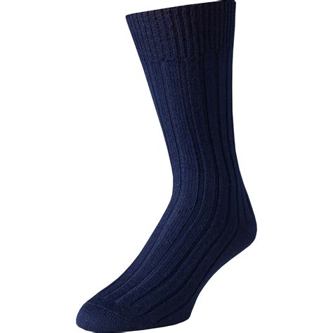 Navy Merino Mid Calf Country Sock Mens Country Clothing Cordings