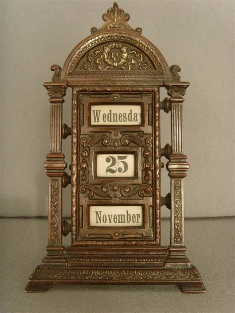 Antiques Atlas 19th C Patinated Brass Perpetual Desk Calendar