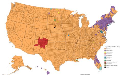 Map Of The Largest Hispanic Ethnic Group In Each Us County Vivid Maps