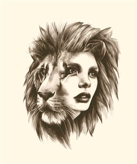Lion Woman Face Great Tattoo Idea Drawing By Sarah Mccloskey Leo Lion