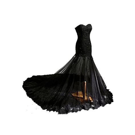 Gothic Vintage Mermaid Prom Dress Long Beaded Lace Black Wedding Dress For Women With Train Black 2