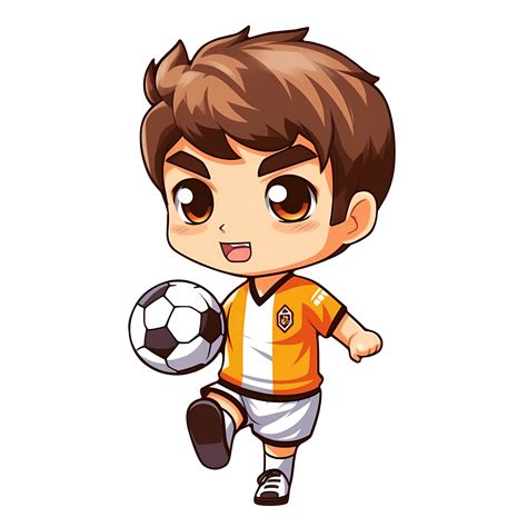 Cute Boy Playing Football Clipart Illustration Ai Generative 27687584 Png