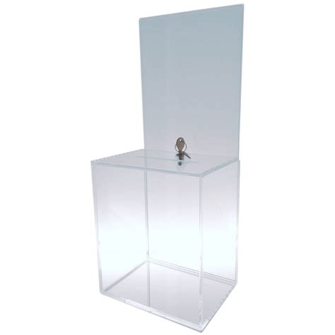 Clear Large Sized Acrylic Donation Box With Cam Lock And 2 Keys