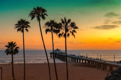 Plage De La Californie Au Coucher Du Soleil Los Angeles Photo Stock