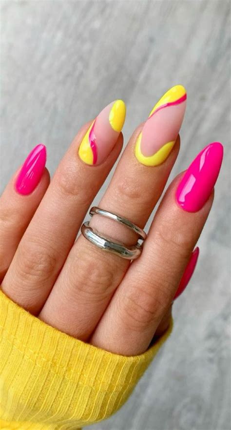 Summer Nail Designs You Ll Probably Want To Wear Hot Pink And Yellow Nails