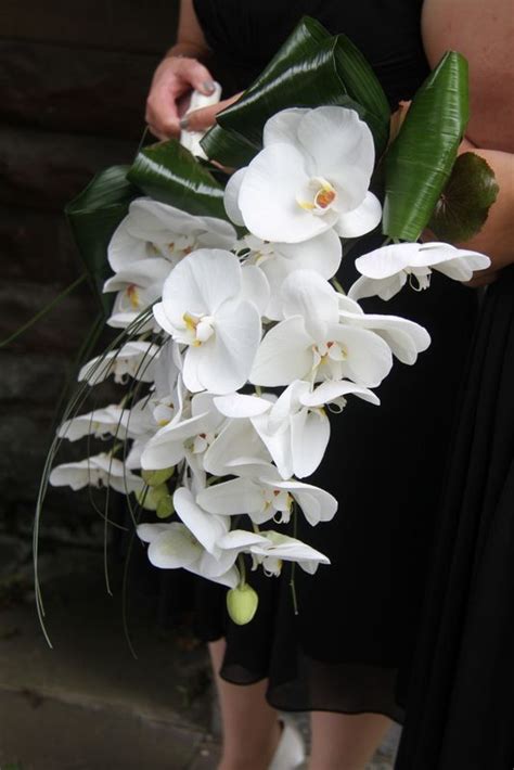 Cascading White Phalaenopsis Orchids Bridesmaids Bouquets White