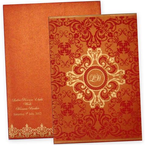 Latest Trendy Indian Wedding Card Design In Orange Color Wedding Card