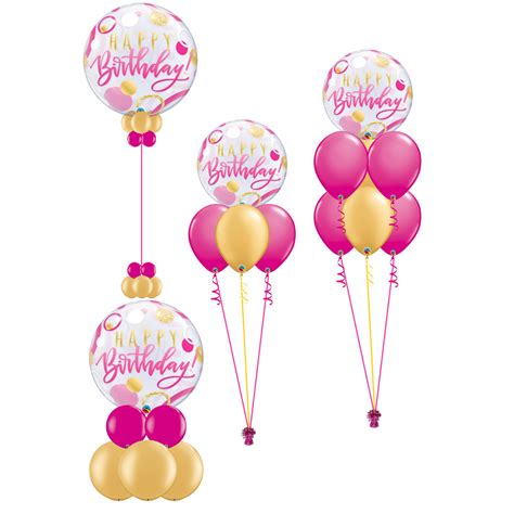 Pink Gold Birthday Bubble Designs Cardiff Balloons Open Days A Week
