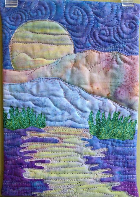 Easy Landscape Art Quilt Pattern Tutorial Moon Over The Mountains