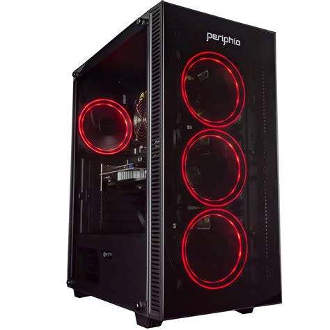 Periphio Red Gaming Pc Tower Desktop Computer Intel Quad Core I7 3