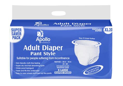 Apollo Pharmacy Adult Diaper Pant Style Xl 20 Count Price Uses Side