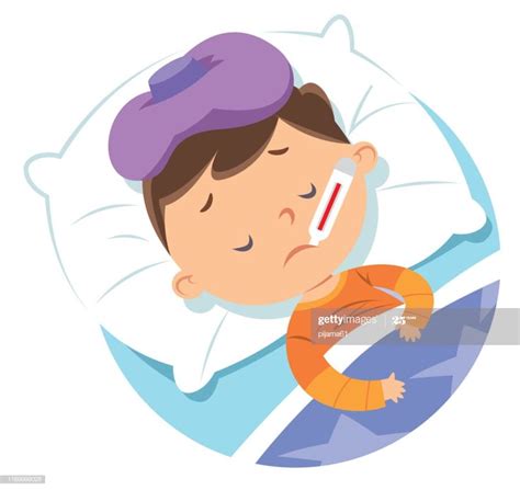 Vector Sick Child In Bed Sick Kids Drawing Images For Kids