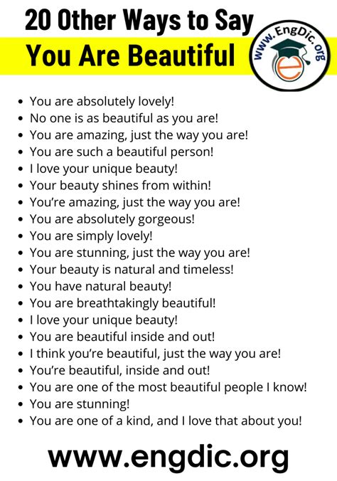 Other Ways To Say You Are Beautiful Engdic