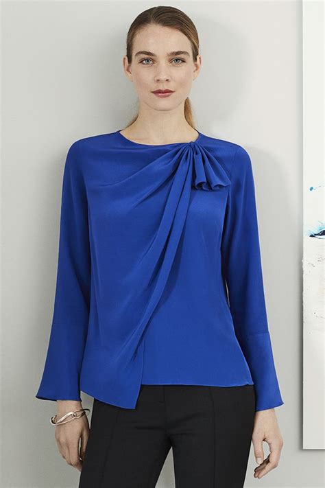 Adeline Blouse Blue Silk The Fold Fashion Tops
