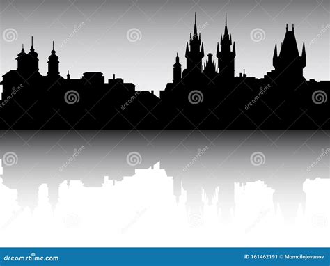 Silhouette Skyline Panorama Of Prague Czech Republic Stock Vector