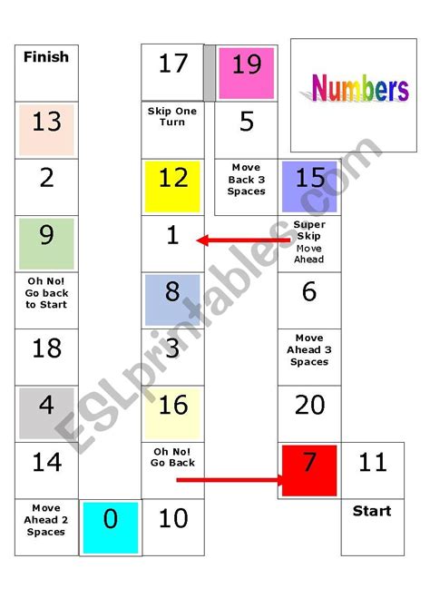 Numbers Board Game Esl Worksheet By Alison88