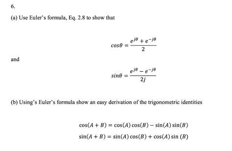 Solved A Use Eulers Formula Eq 28 To Show That Cos
