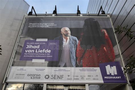 billboard meervaart jihad van liefde show at amsterdam the netherlands 2020 editorial