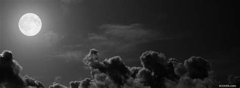 Full Moon Black And White Photo Facebook Cover