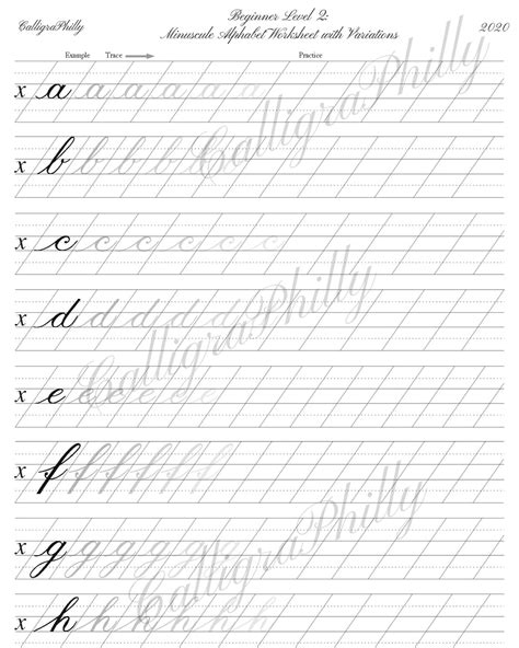 Beginner Level 2 Deluxe Lowercase Copperplate Calligraphy Etsy