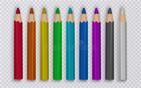 Set Of Colored Pencils To Draw On Transparent Background Tools For