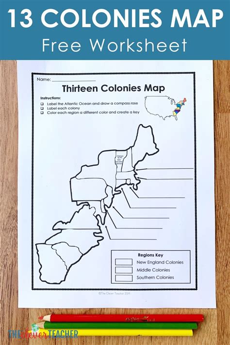 13 Colonies Free Map Worksheet And Lesson For Students Social Studies