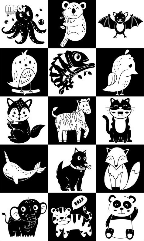 High Contrast Flashcards Animals Printable Black And White Cards