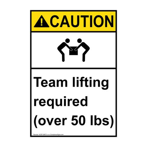 Vertical Team Lifting Sign Ansi Caution Workplace Safety