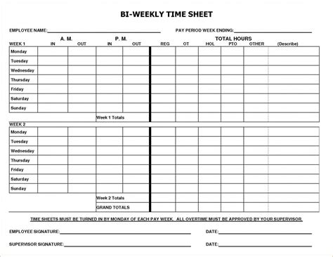 Free Biweekly Timesheet Template Excel Addictionary