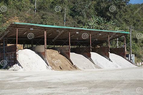 Aggregate Stockpile At Concrete Mixing Plant Stock Photo Image Of