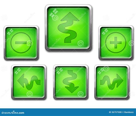 Green Icon Set Of Glassy Navigation Buttons Stock Illustration