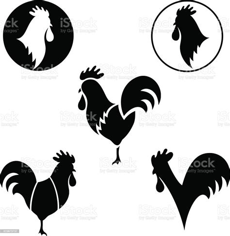 The Black Stylized Cocks On A White Background Stock Illustration Download Image Now Adult